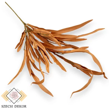 Mű eukaliptusz ág lándzsás közepes polifoam 70 cm - narancs szemből