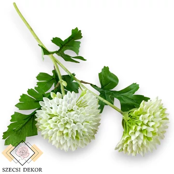 Mű zöld gömb dália szál 52 cm - fehér szemből