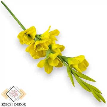 Mű kardvirág szál gumi 92 cm - sárga szemből