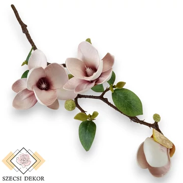 Mű magnólia ág nyíló polifoam 53 cm - mályva szemből