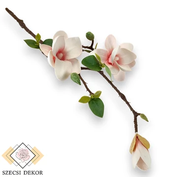 Mű magnólia ág nyíló polifoam 53 cm - rózsaszín cirmos szemből