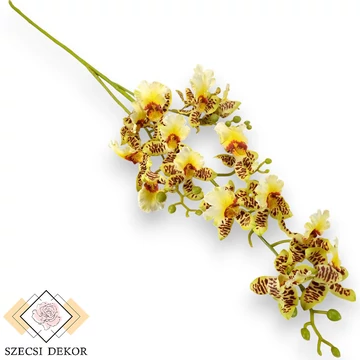 Mű zygopetalum szál bevonatos 80 cm - sárga szemből