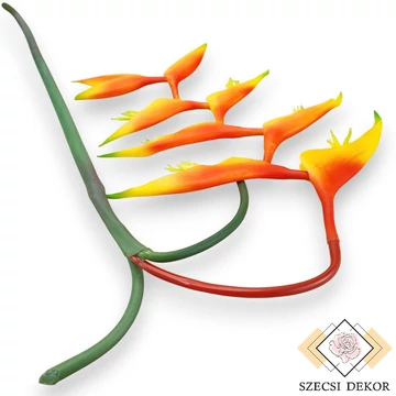 Mű heliconia chartacea szál gumi 85 cm - narancs szemből