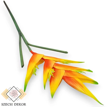 Mű heliconia psittacorum szál gumi 88 cm - narancs szemből