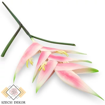 Mű heliconia psittacorum szál gumi 88 cm - rózsaszín szemből