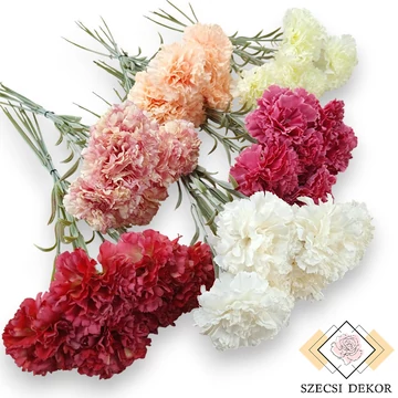 Mű szegfű köteg közepes selyem 6 szál 56 cm szemből