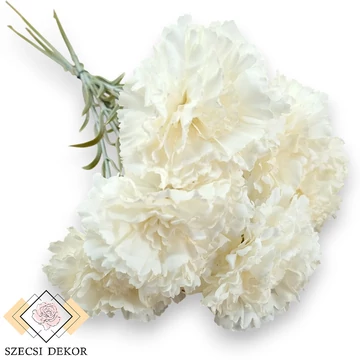 Mű szegfű köteg közepes selyem 6 szál 56 cm - krémfehér szemből