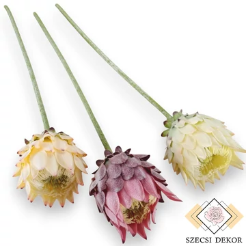 Mű protea szál flokkolt selyem 63 cm szemből