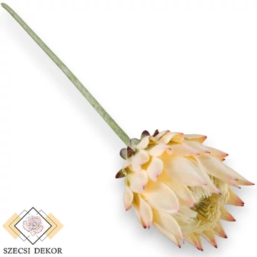 Mű protea szál flokkolt selyem 63 cm - halvány barack ferde