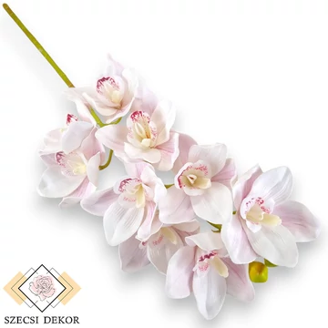 Mű csónakorchidea szál nagy polifoam 74 cm - rózsaszín cirmos szemből