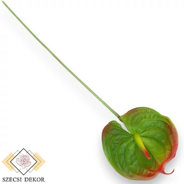 Mű flamingóvirág szál gumi 61 cm - zöld szemből