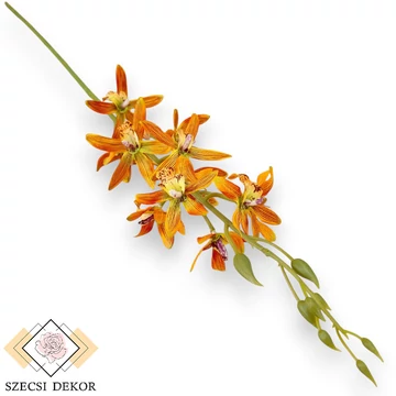 Mű cymbidium iridioides szál selyem 84 cm - narancs szemből