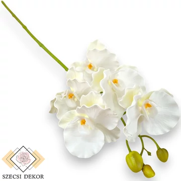 Mű fodros orchidea szál polifoam 66 cm - törtfehér szemből