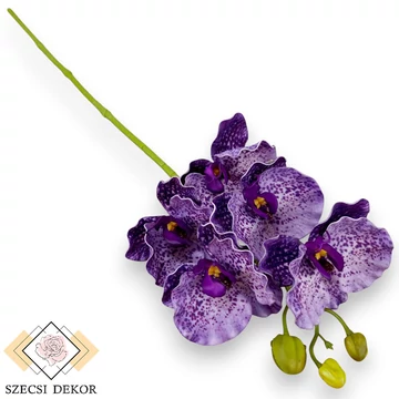 Mű fodros orchidea szál polifoam 66 cm - lila szemből