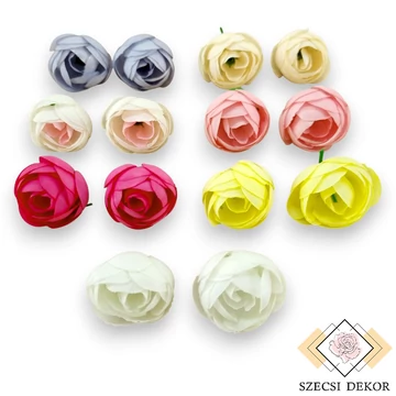 Mű ranunculus fej selyem kicsi 2,5 cm 60 db szemből