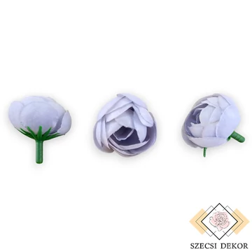 Mű ranunculus fej selyem kicsi 2,5 cm 60 db - halvány indigó szemből