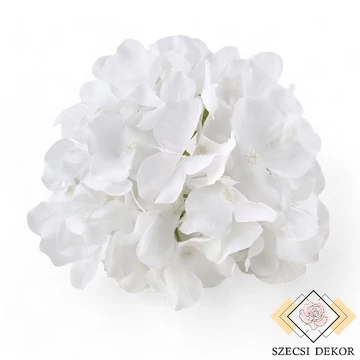 Mű hortenzia fej selyem 14 cm - fehér szemből