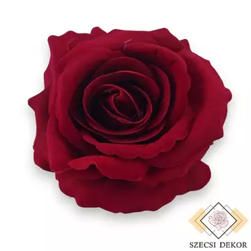 Mű rózsa fej nyílt bársony 7,5 cm 6 db - bordó szemből