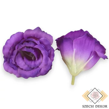 Mű eustoma fej selyem 7 cm 24 db - lila szemből