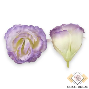 Mű eustoma fej selyem 7 cm 24 db - lila cirmos szemből