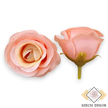 Mű rózsa fej selyem közepes 5 cm 24 db - pompadúr-rózsaszín szemből
