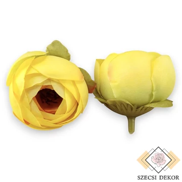 Mű boglárka fej selyem közepes 4 cm 24 db - sárga szemből