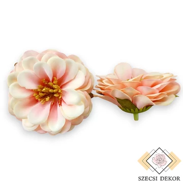 Mű rézvirág csomag selyem 6 cm 12 db - rózsaszín cirmos szemből