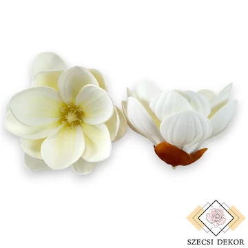 Mű magnólia fej tripla polifoam 10 cm 6 db - törtfehér szemből
