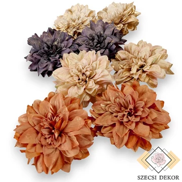 Mű dália csomag aranyporos selyem 14 cm 6 db szemből