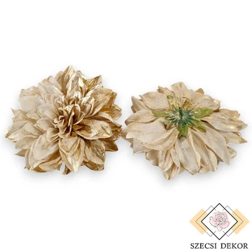 Mű dália csomag aranyporos selyem 14 cm 6 db - bézs szemből