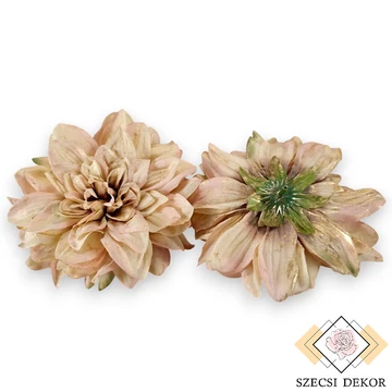 Mű dália csomag aranyporos selyem 14 cm 6 db - rózsaszín cirmos szemből