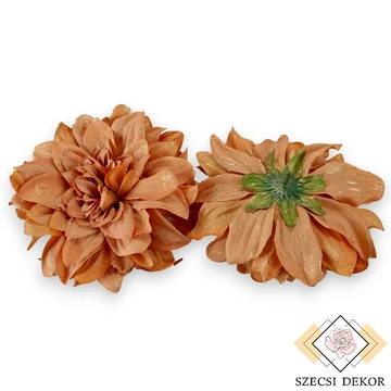 Mű dália csomag aranyporos selyem 14 cm 6 db - narancs szemből