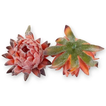 Mű protea fej flokkolt 9 cm - sötétnarancs darab