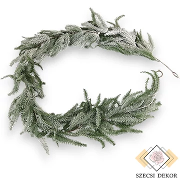 Mű zöld araukária girland 173 cm - havas szemből