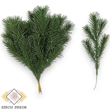 Mű zöld erdei fenyő köteg 12 szál 27 cm - zöld szemből