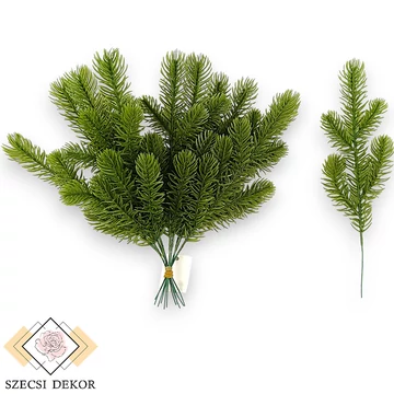 Mű zöld közönséges luc köteg 12 szál 28 cm - zöld szemből