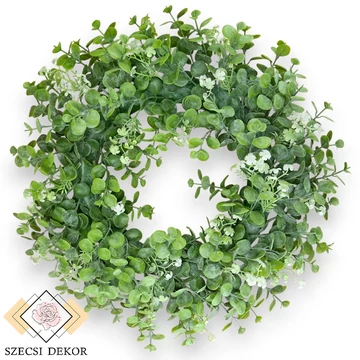 Mű zöld natálszilva koszorú nagy 48 cm - zöld szemből