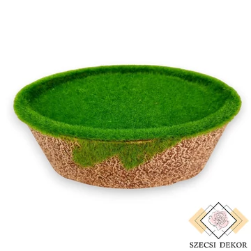 Mű mohás cserép csónak 20 cm - barna ferde