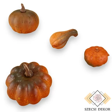 Mű tök mix 4 fajta 3-5,5 cm 8 db - narancs-zöld szemből