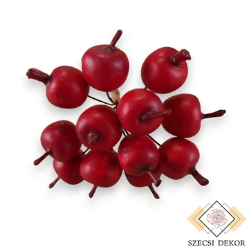 Mű alma pikk 12 db 8 cm - meggypiros szemből