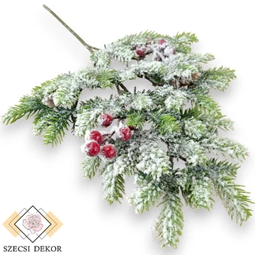 Mű zöld szitka luc szál 52 cm - havas szemből