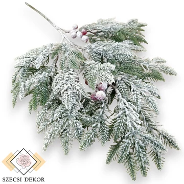 Mű zöld chilei araukária szál 57 cm - havas szemből