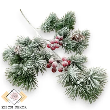 Mű zöld libanoni cédrus szál 50 cm - havas szemből