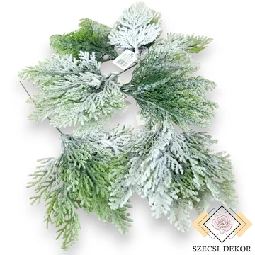 Mű zöld tuja pikk 6 db 29 cm - havas szemből