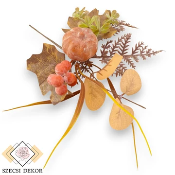 Mű őszi vegyes pikk mű zöldekkel 29 cm - sötétnarancs szemből