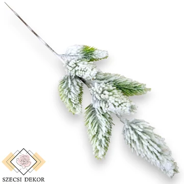 Mű zöld andalúz fenyő ág kicsi 44 cm - havas szemből
