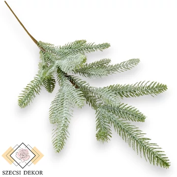 Mű zöld ezüstfenyő ág 64 cm - csillámos szemből