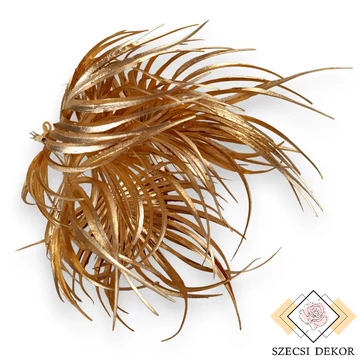 Mű zöld metál legyezőpálma köteg 6 szál 34 cm - arany szemből