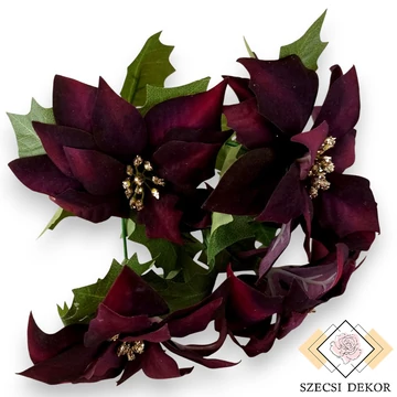 Mű mikulásvirág csokor bársony 5 szál 35 cm - bíbor szemből