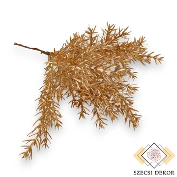 Mű zöld metál boróka pikk 6 szál 26 cm - arany szemből